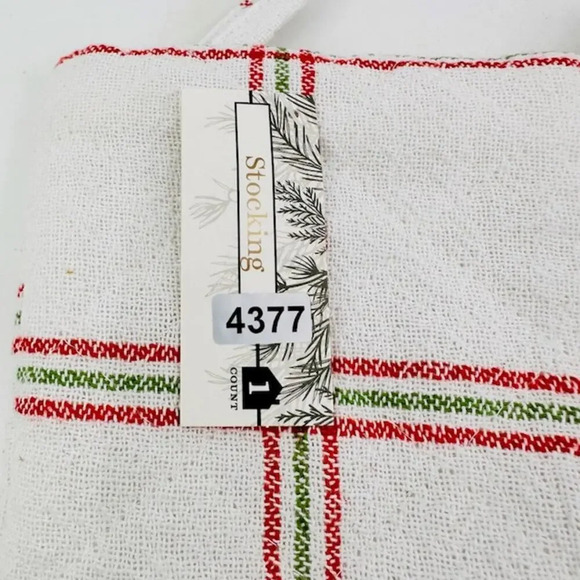 NEW Set Of 2 Christmas Stocking Christmas Decor Farmhouse Rustic Red White 13” - Picture 2 of 3